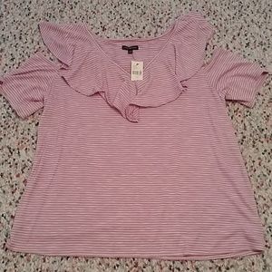 Lane Bryant Cold Shoulder Ruffle Top Size 18-20